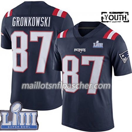 Maillot New England Patriots Rob Gronkowski 87 Nike Bleu 2019 Super Bowl LIII - Enfant
